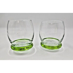 Neon Green Rocking Whiskey Scotch Glasses. Set Of 2. Bar Gift Drinking